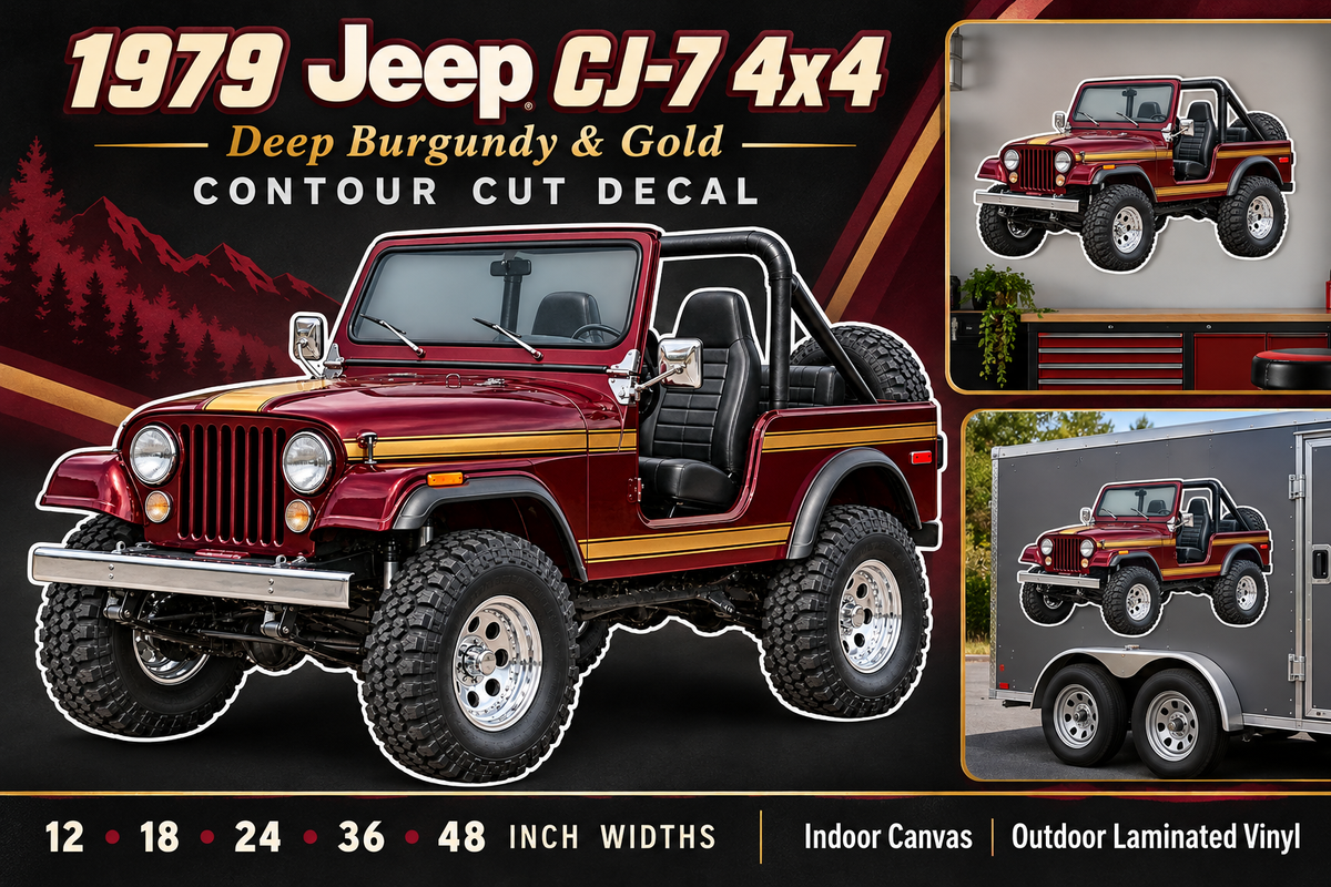1979 Jeep CJ-7 Deep Burgundy & Gold decal showcase