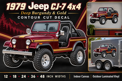 1979 Jeep CJ-7 Deep Burgundy & Gold decal showcase