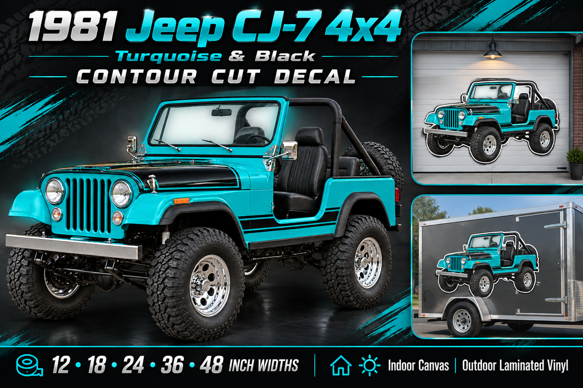 1981 Jeep CJ-7 Turquoise & Black decal showcase