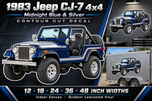 1983 Jeep CJ-7 Midnight Blue & Silver decal showcase