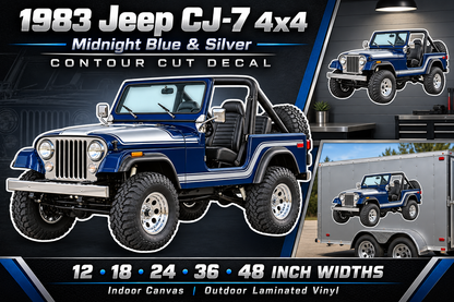 1983 Jeep CJ-7 Midnight Blue & Silver decal showcase
