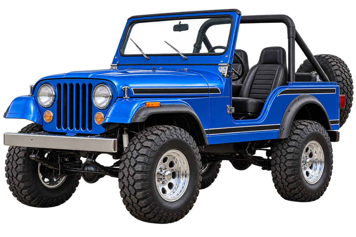 1979 Jeep CJ-5 Cobalt Blue 4x4 transparent contour cut decal artwork