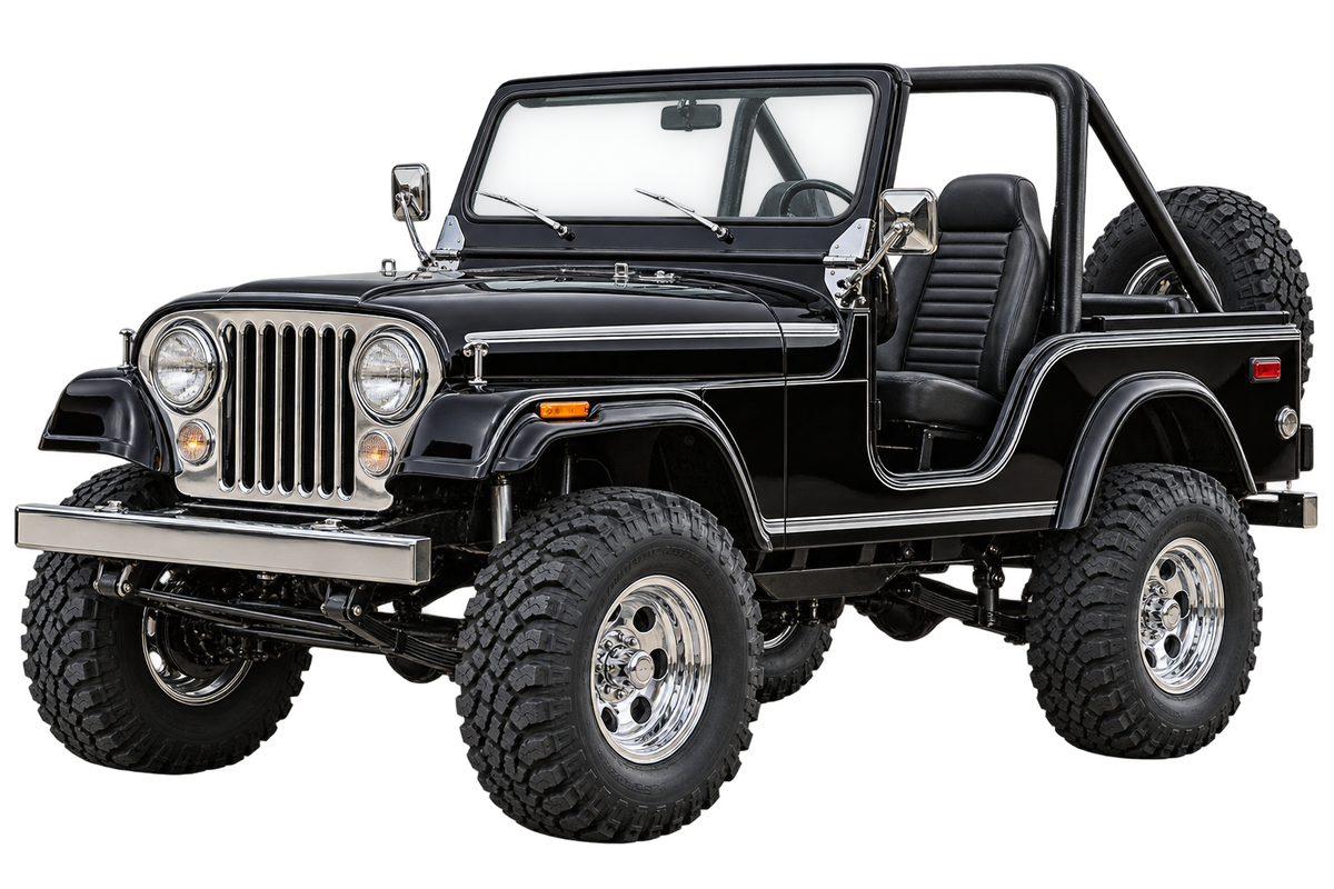 1983 Jeep CJ-5 Jet Black & Silver 4x4 transparent contour cut decal artwork