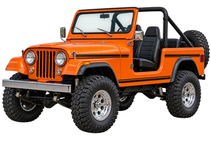 1976 Jeep CJ-7 Sunset Orange 4x4 transparent contour cut decal artwork