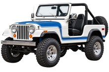 1978 Jeep CJ-7 Alpine White & Blue 4x4 transparent contour cut decal artwork