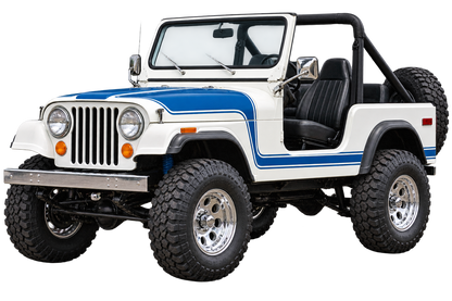 1978 Jeep CJ-7 Alpine White & Blue 4x4 transparent contour cut decal artwork