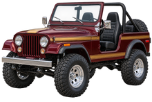1979 Jeep CJ-7 Deep Burgundy & Gold 4x4 transparent contour cut decal artwork