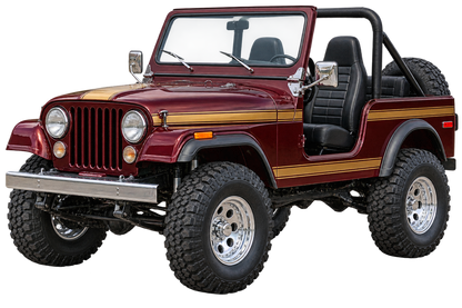 1979 Jeep CJ-7 Deep Burgundy & Gold 4x4 transparent contour cut decal artwork