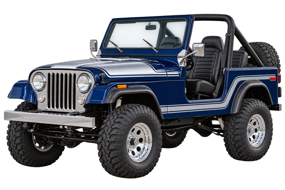 1983 Jeep CJ-7 Midnight Blue & Silver 4x4 transparent contour cut decal artwork