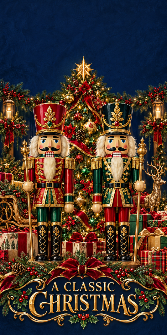 Classic Christmas Nutcracker Cornhole Board Wraps artwork without hole