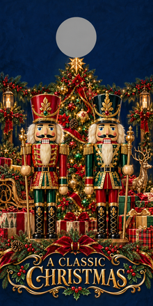 Classic Christmas Nutcracker Cornhole Board Wraps gray hole placement preview