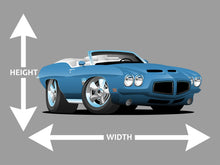 Classic Seventies Style American Convertible Muscle Car Cartoon Wall Art Decal