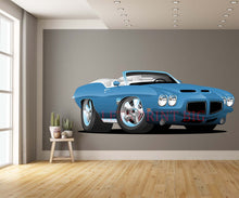 Classic Seventies Style American Convertible Muscle Car Cartoon Wall Art Decal