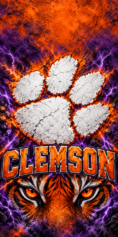 Clemson Purple Thunder cornhole wrap complete artwork without hole