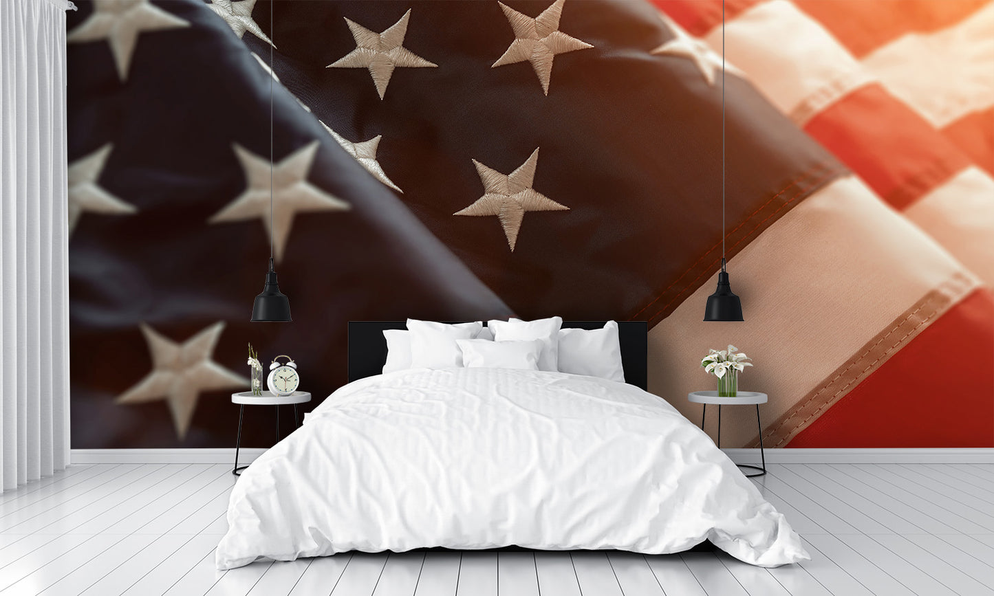 Amazing Close up American Flag Wallpaper Wall mural bedroom