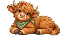 Clover Baby Highland Cow Large Wall Decal isolated transparent artwork