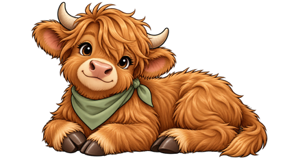 Clover Baby Highland Cow Large Wall Decal isolated transparent artwork