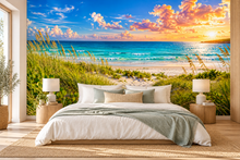 Coastal Dune Serenity Wall Mural shown installed in a styled room