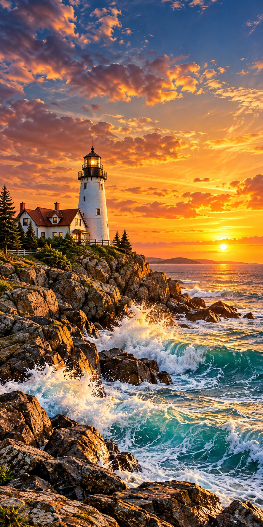 Coastal Lighthouse cornhole wrap hole-free artwork