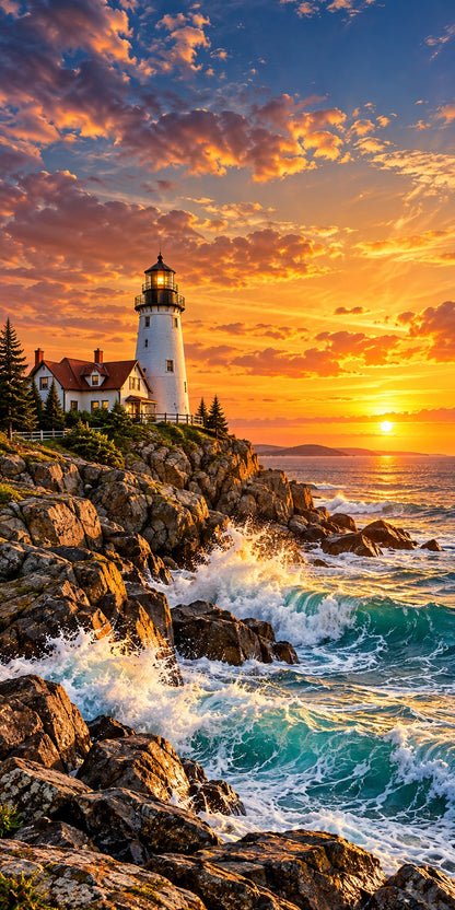 Coastal Lighthouse cornhole wrap hole-free artwork
