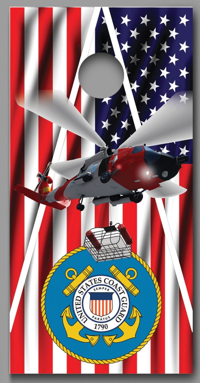 United States Coast Guard Helicopter American Flag Corn Hole Board Decal Wraps