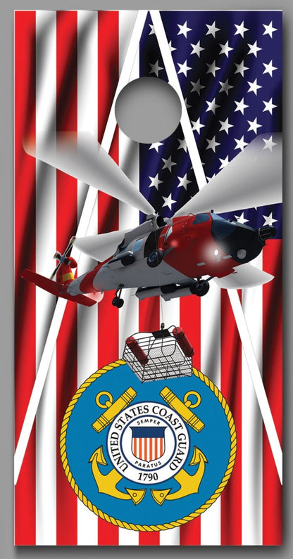 United States Coast Guard Helicopter American Flag Corn Hole Board Decal Wraps