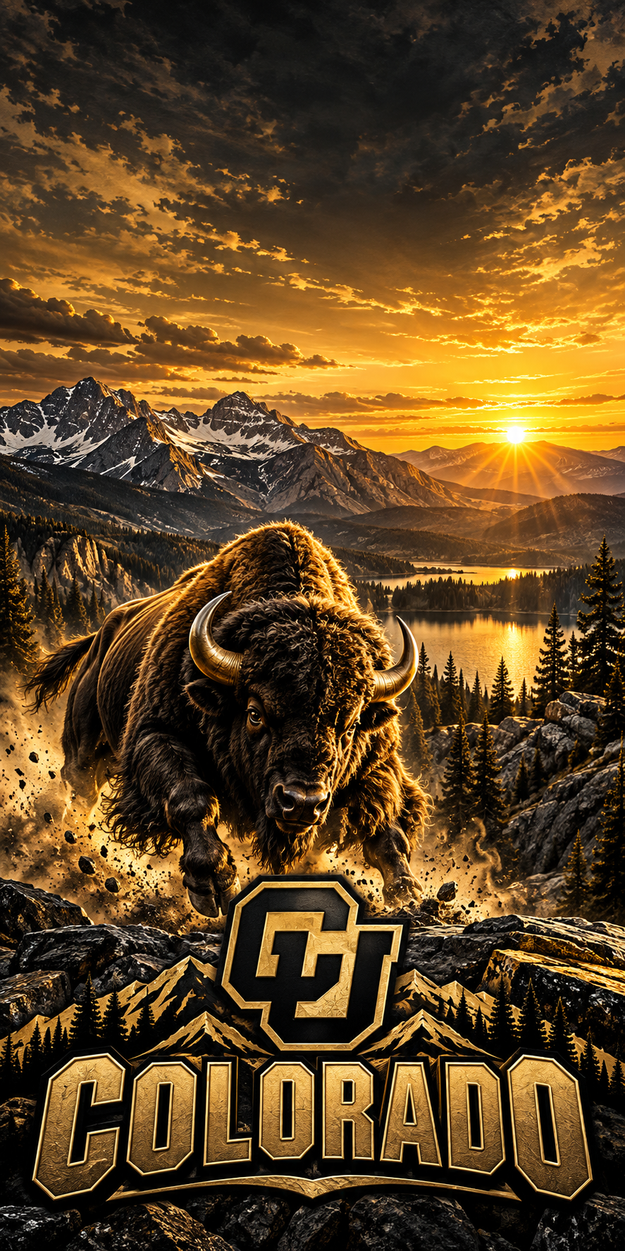 Colorado Boulder Gold cornhole wrap complete artwork without hole