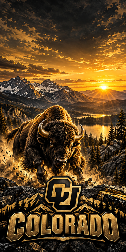 Colorado Boulder Gold cornhole wrap complete artwork without hole