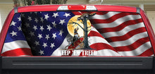 Racoon Hunting American Flag Themed Rear Window Decal