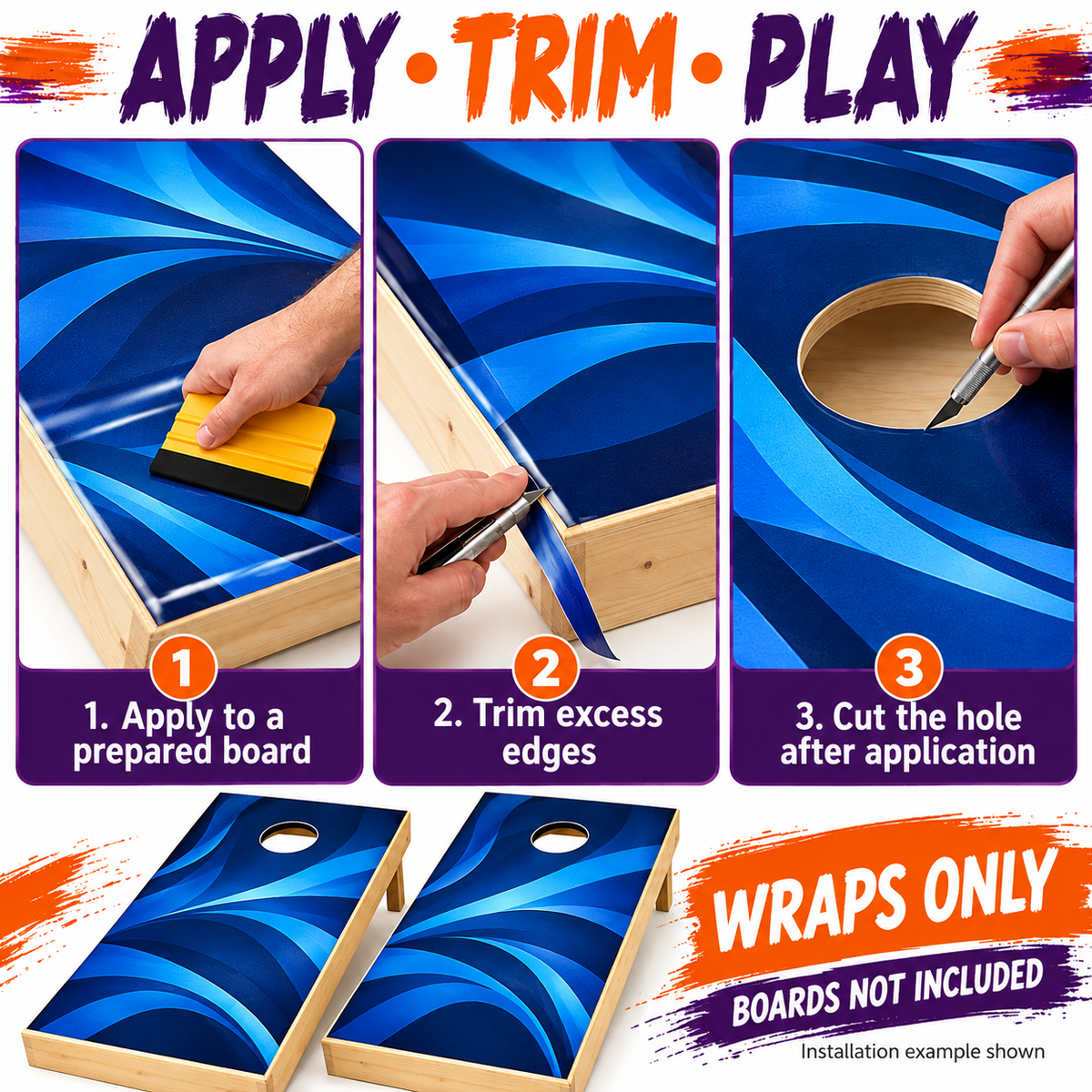 Cornhole vinyl wrap installation guide