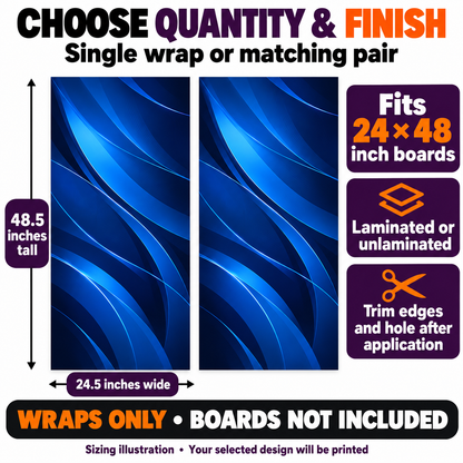 Wrap sizing and quantity and finish options; boards not included