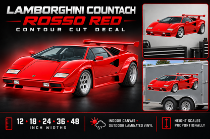 Rosso Red Lamborghini Countach decal product showcase