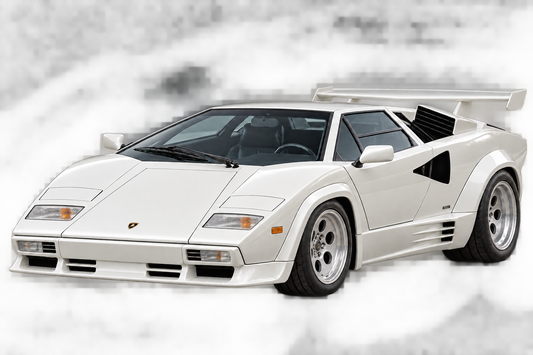 Pearl White classic Lamborghini Countach transparent contour cut decal artwork