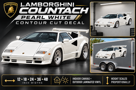 Pearl White Lamborghini Countach decal product showcase