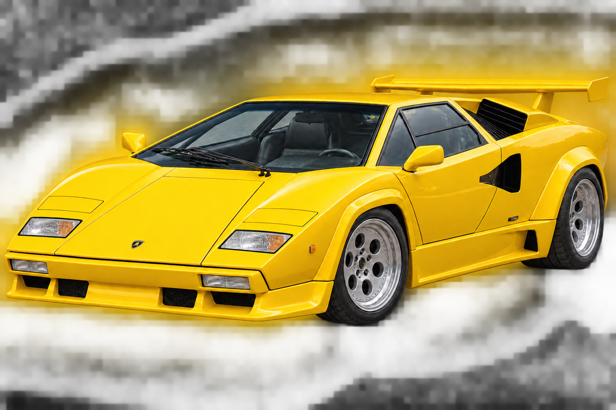 Giallo Yellow classic Lamborghini Countach transparent contour cut decal artwork
