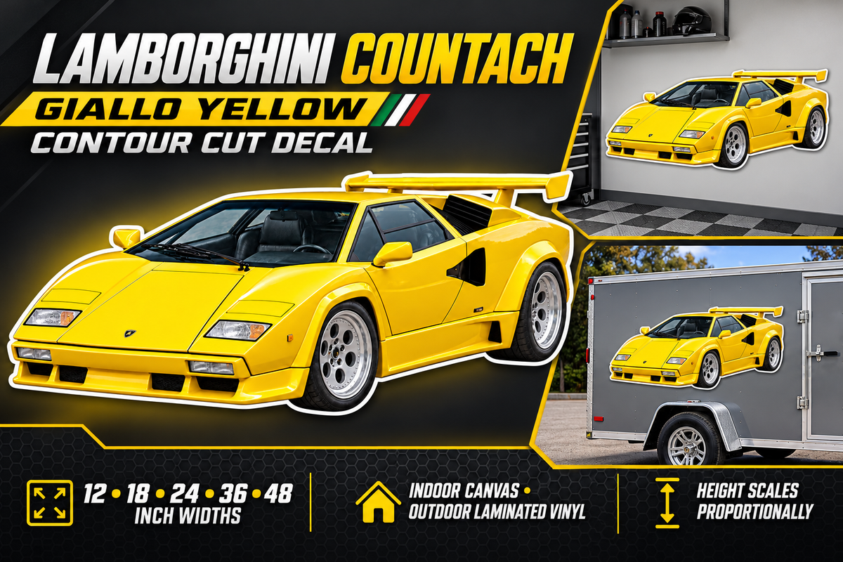 Giallo Yellow Lamborghini Countach decal product showcase