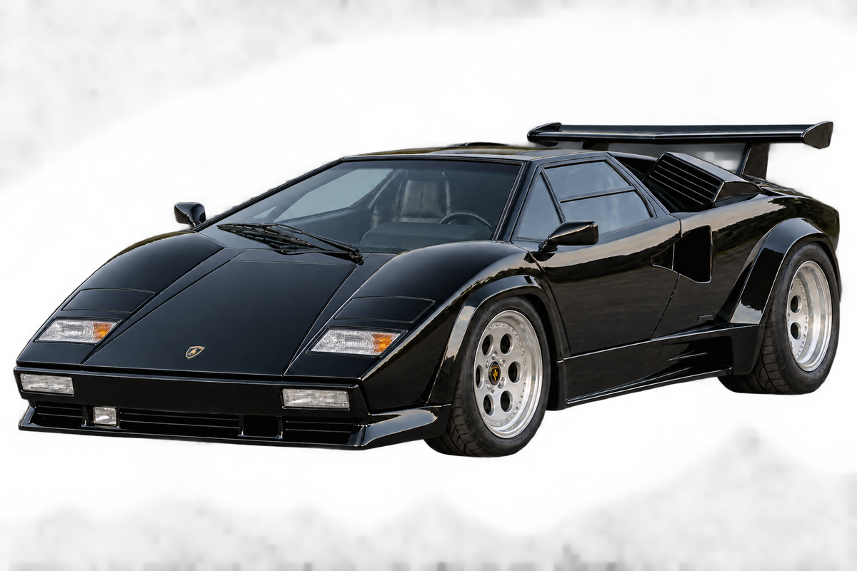 Jet Black classic Lamborghini Countach transparent contour cut decal artwork