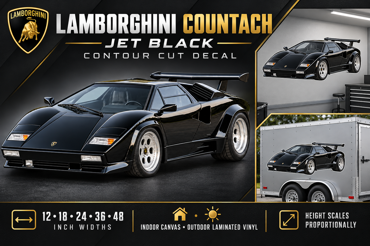 Jet Black Lamborghini Countach decal product showcase