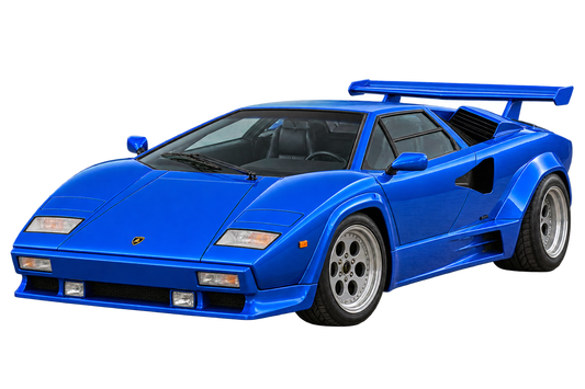 Electric Blue classic Lamborghini Countach transparent contour cut decal artwork