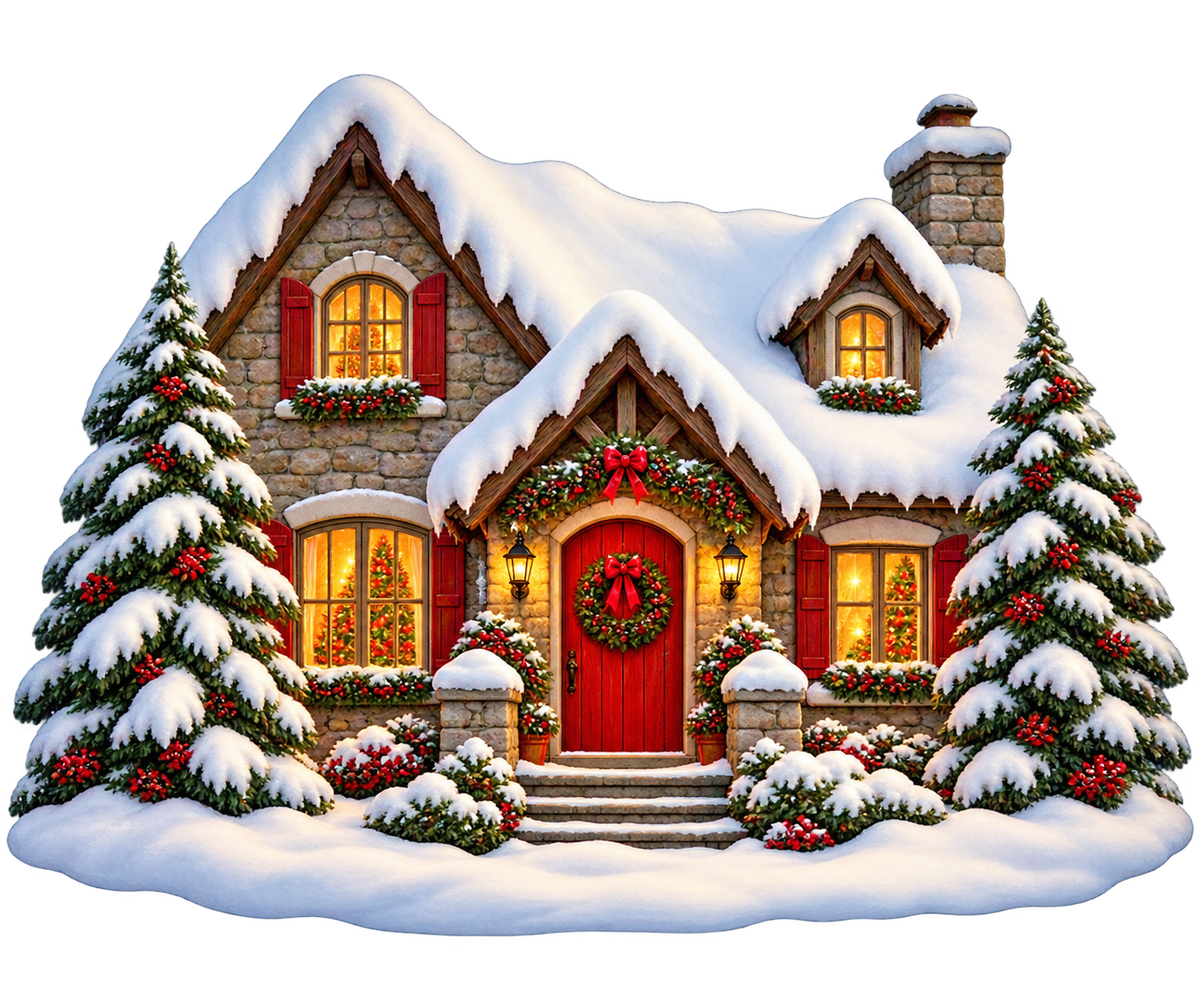 Cozy Christmas Cottage standalone decal only