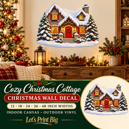 Cozy Christmas Cottage summary – 12 to 48 inch widths
