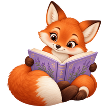 Cozy Reading Fox standalone decal only