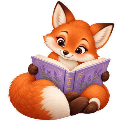 Cozy Reading Fox standalone decal only