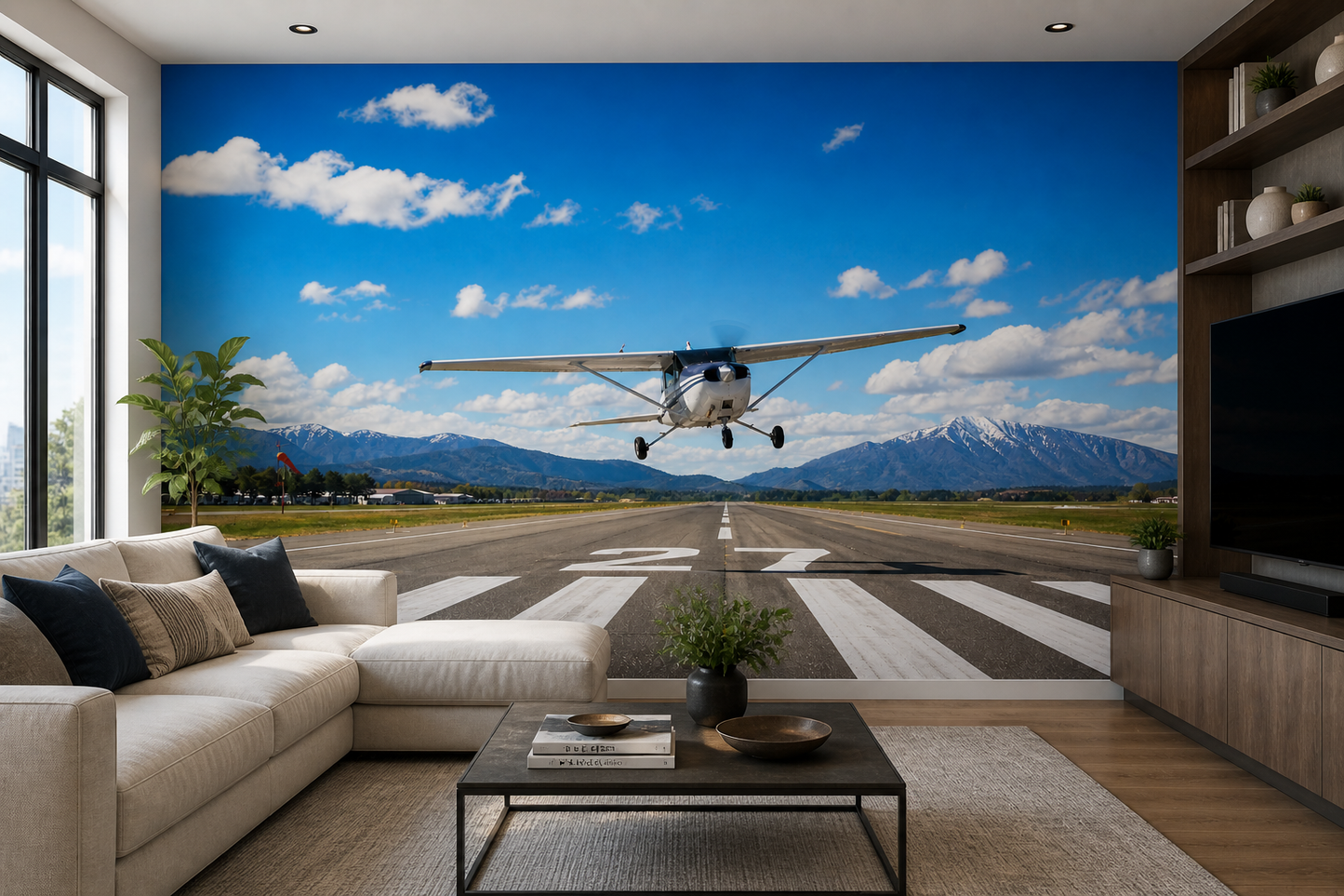 Blue Sky Crosswind Landing Wall Mural