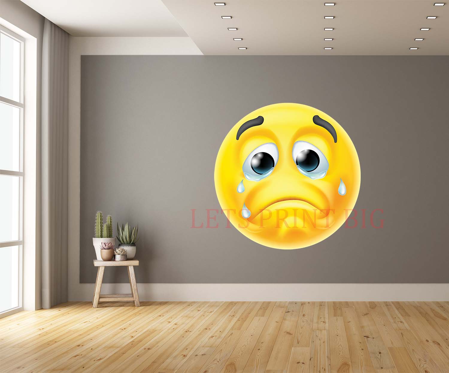 Crying Sad Emotion Cartoon Face Wall Art Decal