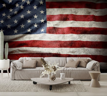 Dark Distressed American Flag Wallpaper Wall Mural living room