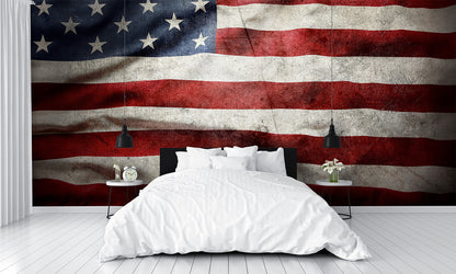 Dark Distressed American Flag Wallpaper Wall Mural bedroom