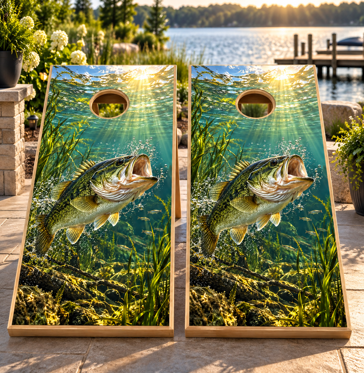 Deep Water Bass wraps shown on two matching boards; boards not included