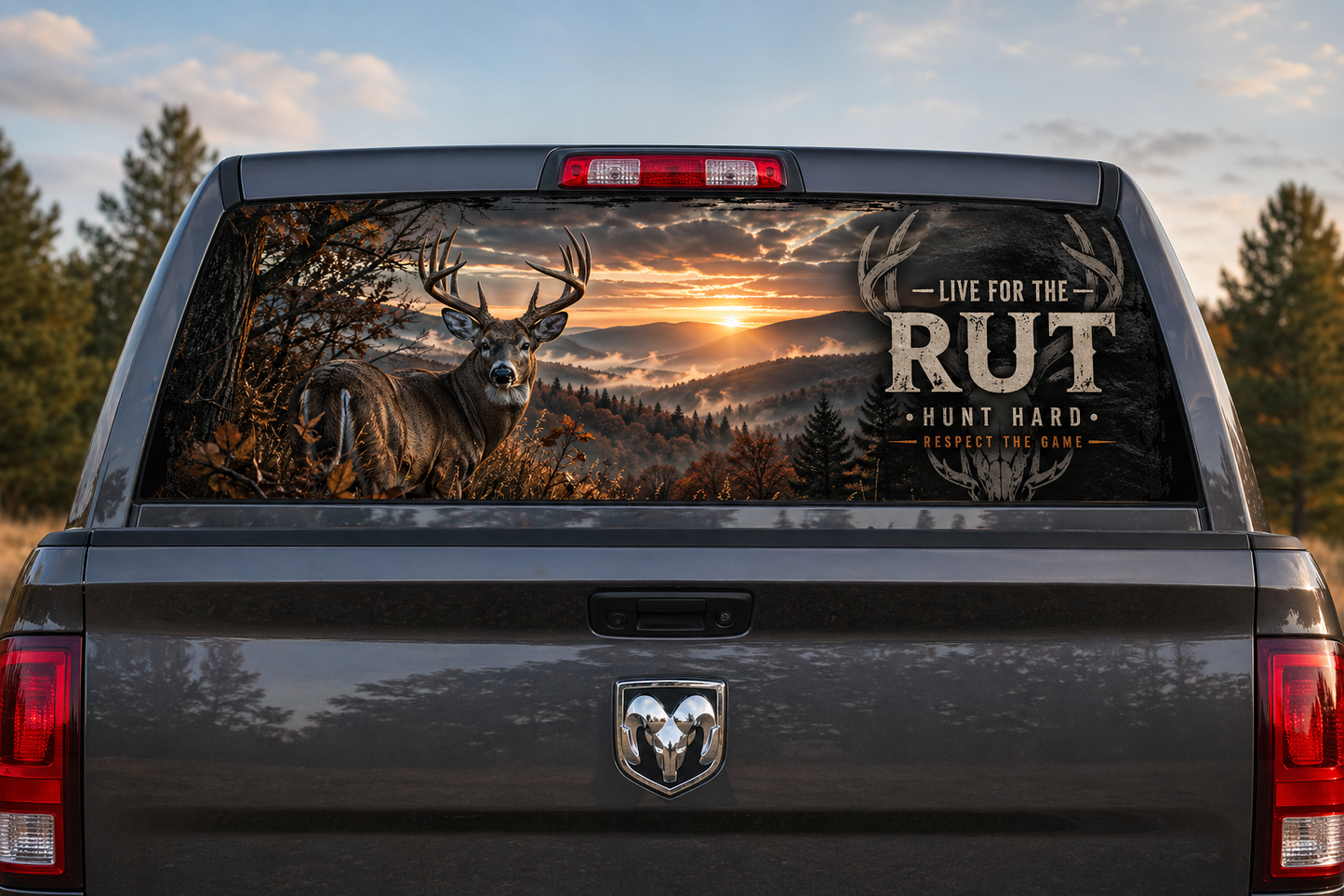 Deer Hunter Live For The Rut Rear See Through Window Graphic