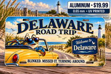 Delaware Blinked and Missed It funny license plate — 0.65 mm UV printed aluminum
